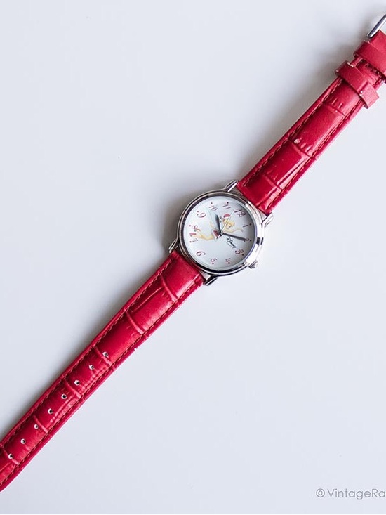 VTG Disney Time Works Tinker bell Silver Watch Red Leather NIB Holiday Edition main image 6